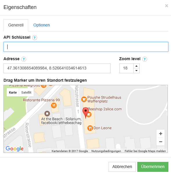 google maps einbinden in simple sitebuilder